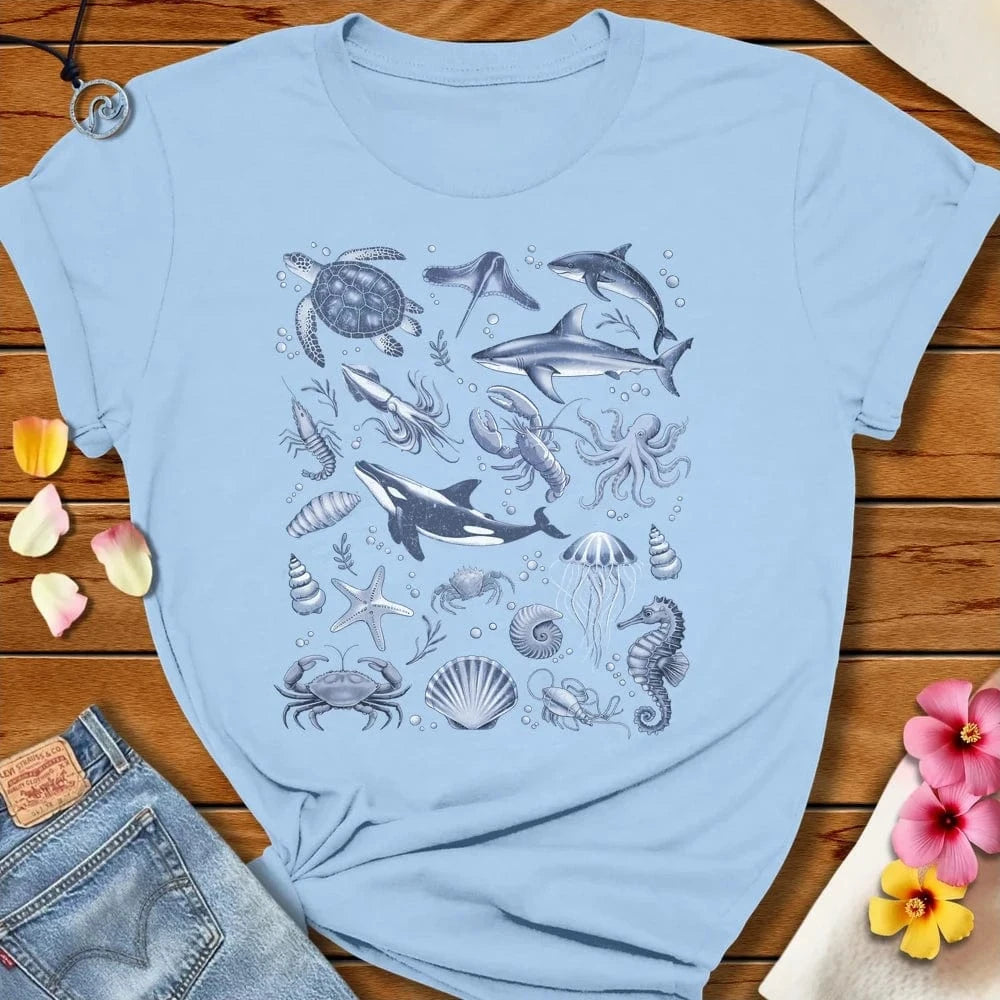 Ocean Creatures Tee Baby Blue by Salty By Choice® We love the beach ocean and anything around water.