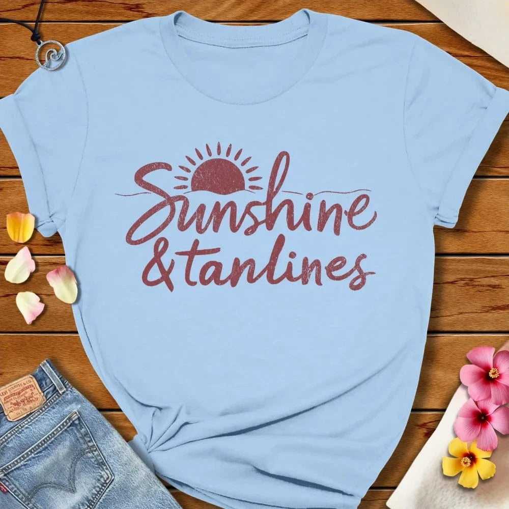 Sunshine And Tanlines Tee Baby Blue by Salty By Choice® We love the beach ocean and anything around water.