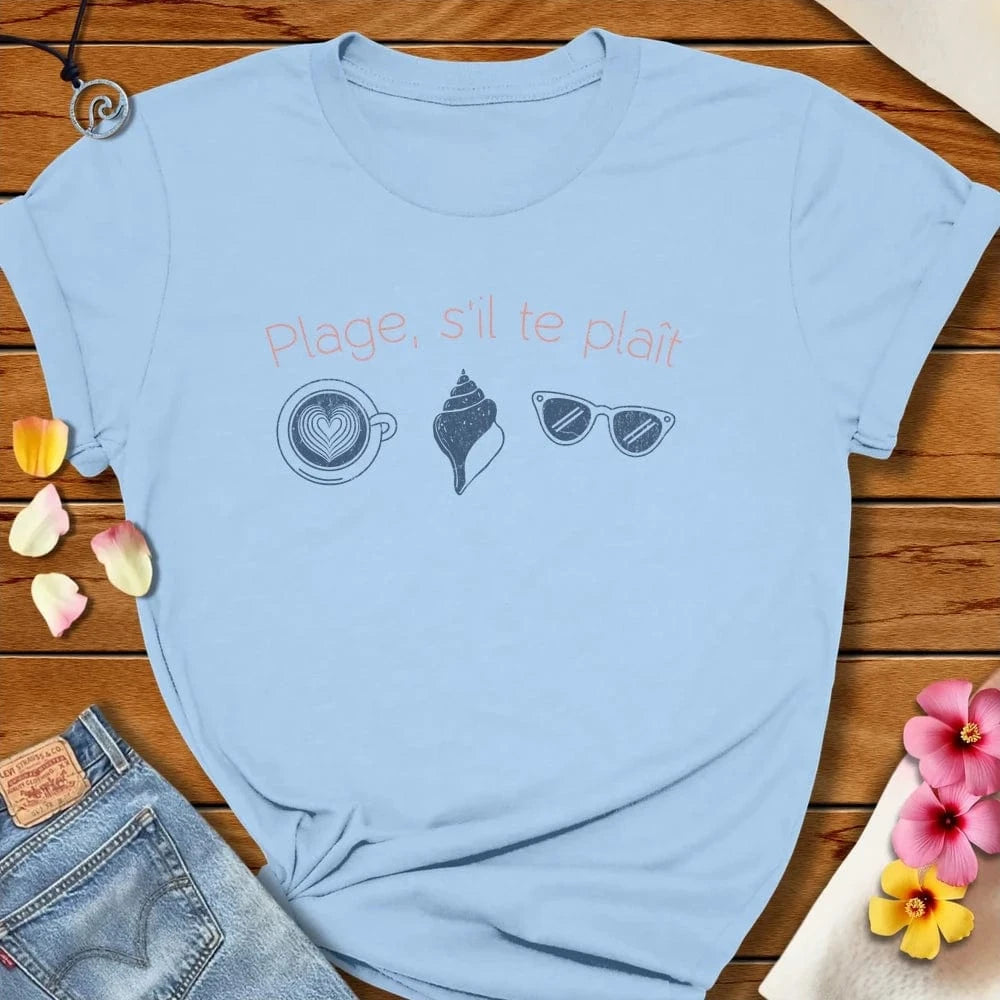 Beach Please Tee Baby Blue by Salty By Choice® We love the beach ocean and anything around water.