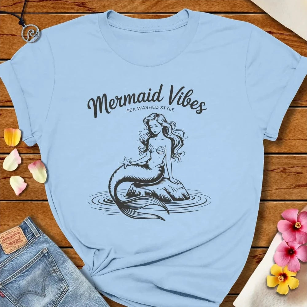 Mermaid Vibes Tee Baby Blue by Salty By Choice® We love the beach ocean and anything around water.