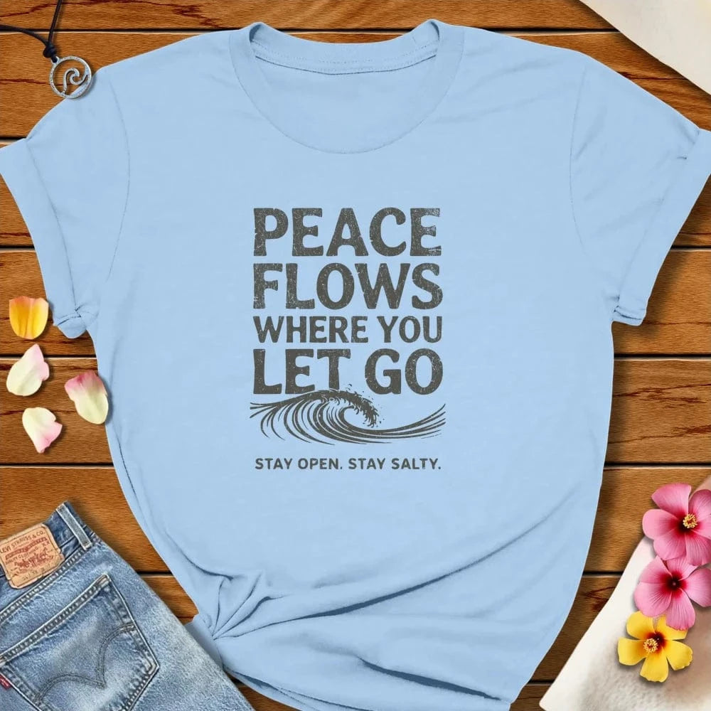 Peace Flows Tee Baby Blue by Salty By Choice® We love the beach ocean and anything around water.