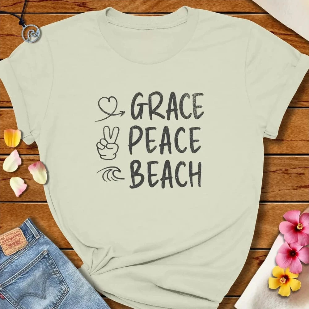 Grace Peace Beach Tee Citron by Salty By Choice® We love the beach ocean and anything around water.