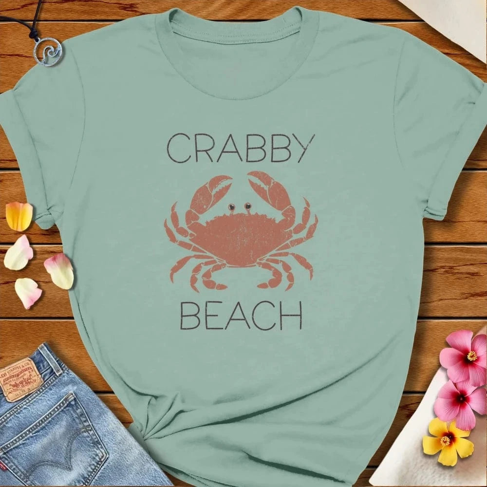 Crabby Beach Tee Dusty Blue by Salty By Choice® We love the beach ocean and anything around water.