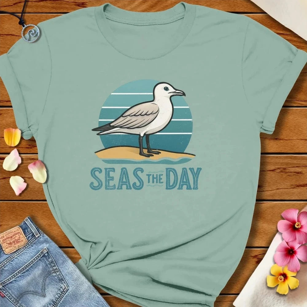 Seas The Day Tee Dusty Blue by Salty By Choice® We love the beach ocean and anything around water.