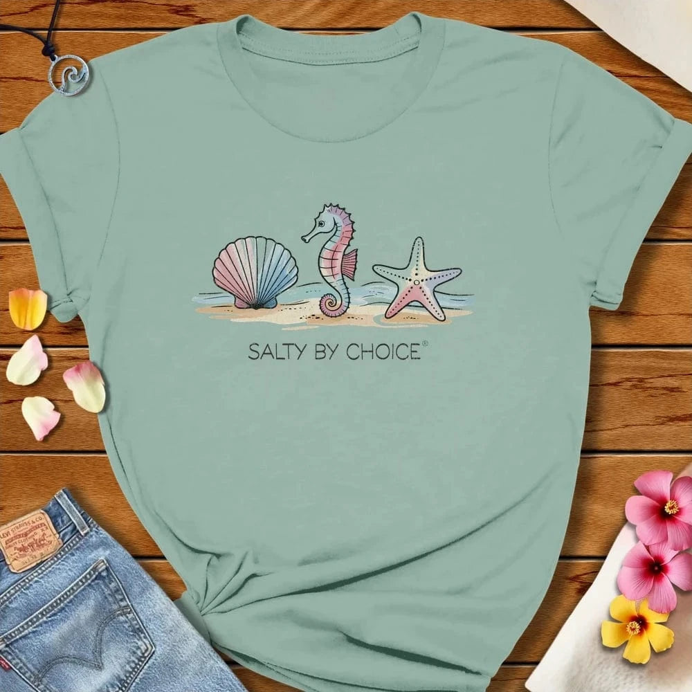 Sea Shell Sea Horse Star Fish Tee by Salty By Choice® We love the beach ocean and anything around water.