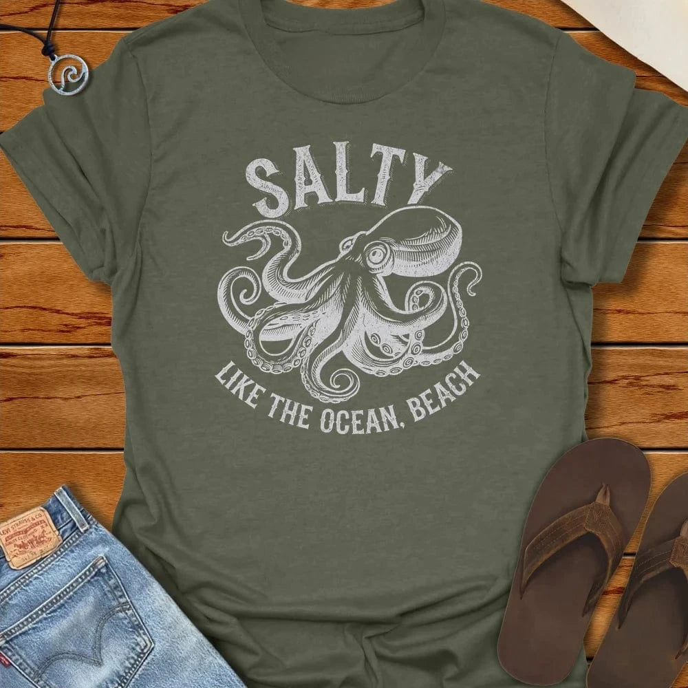 Octo Tee Heather Military Green by Salty By Choice® We love the beach ocean and anything around water.