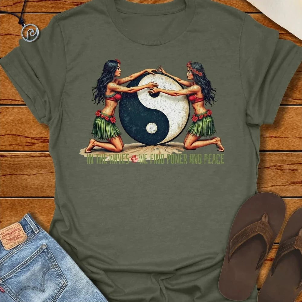 In The Waves Tee Heather Military Green by Salty By Choice® We love the beach ocean and anything around water.