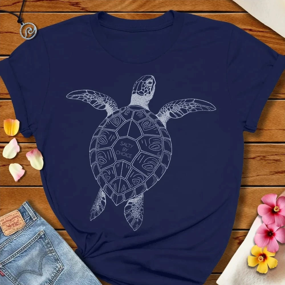 Salty Turtle Tee Heather Navy by Salty By Choice® We love the beach ocean and anything around water.