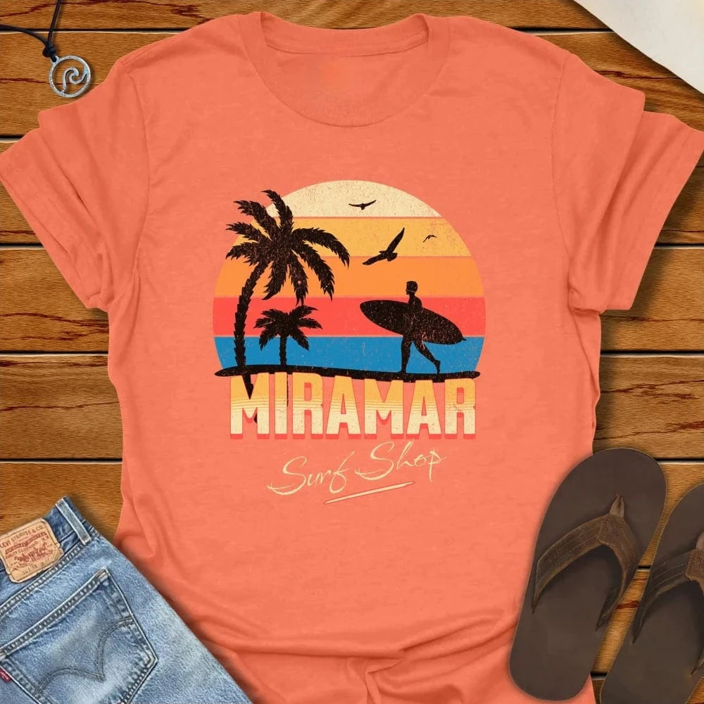California Beach Retro Surf Tee Heather Orange by Salty By Choice® We love the beach ocean and anything around water.