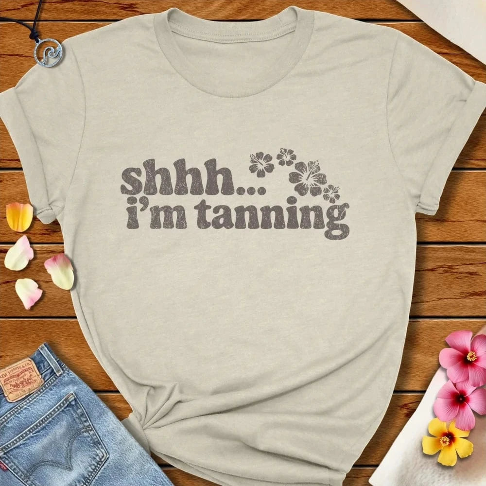 Shhh I'm Tanning Tee Heather Prism Natural by Salty By Choice® We love the beach ocean and anything around water.