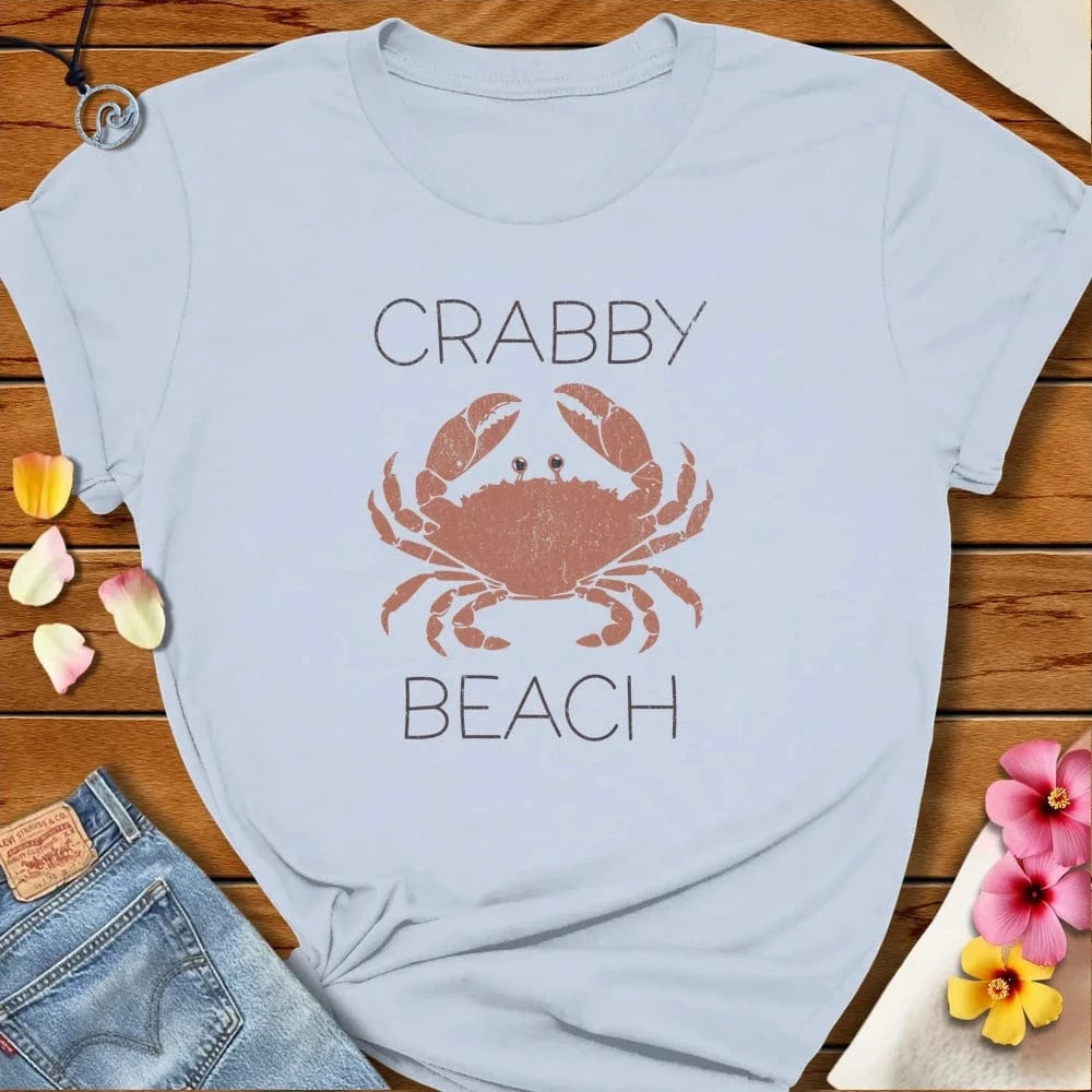 Crabby Beach Tee Light Blue by Salty By Choice® We love the beach ocean and anything around water.