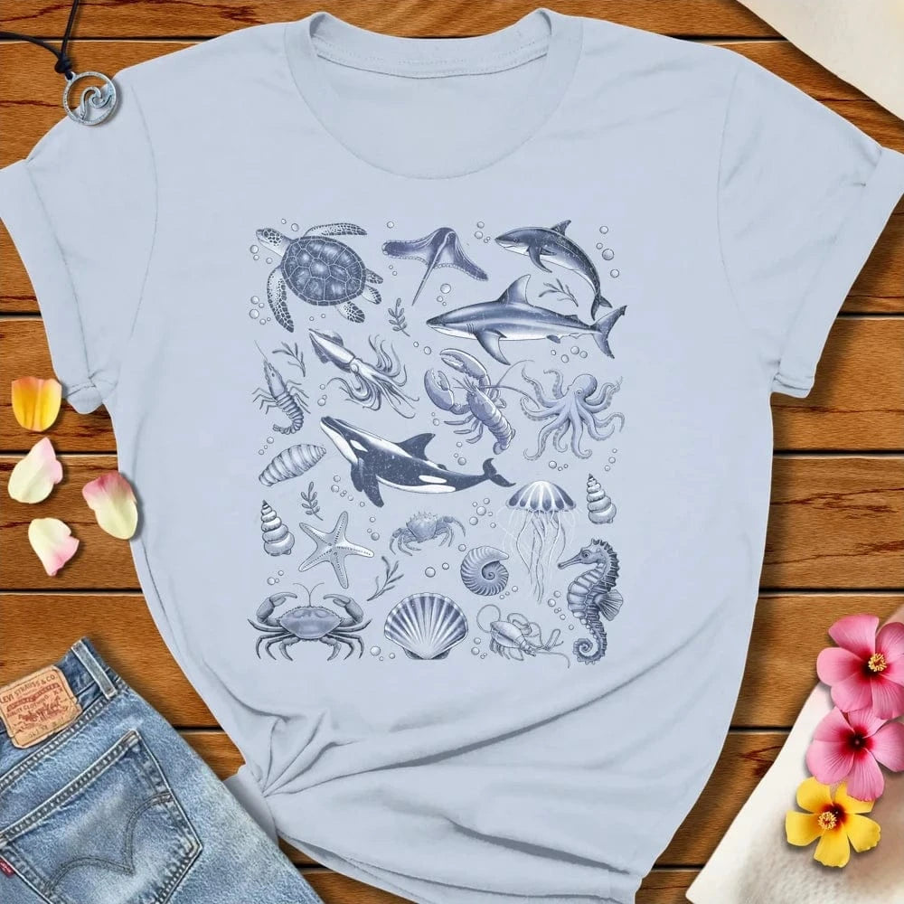 Ocean Creatures Tee Light Blue by Salty By Choice® We love the beach ocean and anything around water.