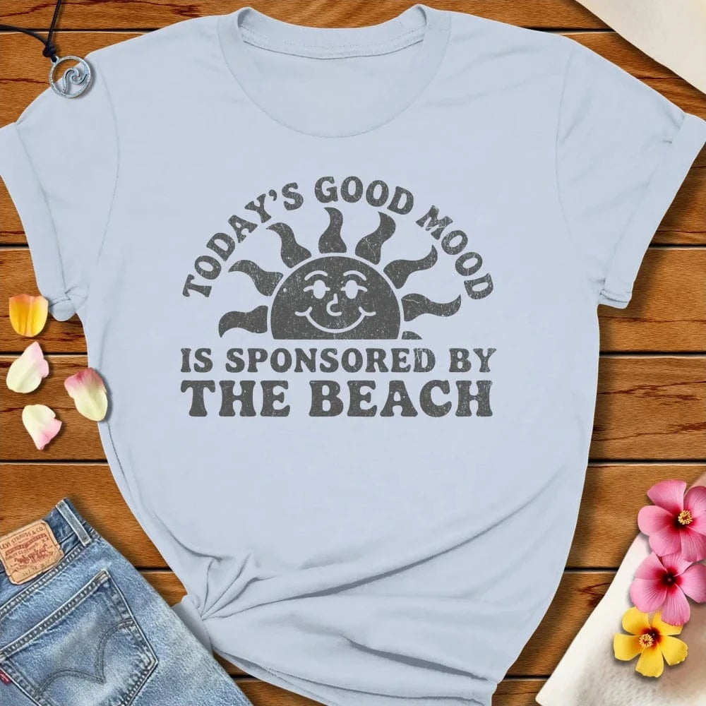 Good Mood Tee Light Blue by Salty By Choice® We love the beach ocean and anything around water.