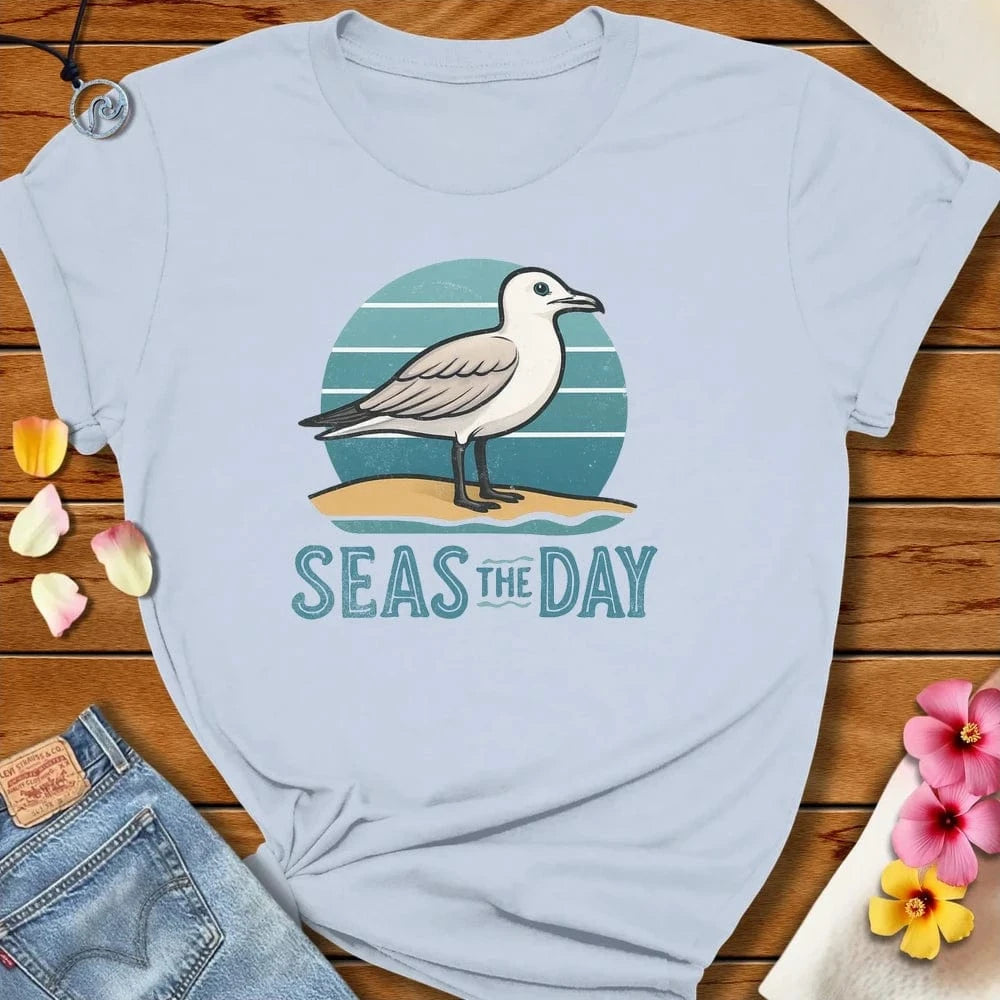 Seas The Day Tee Light Blue by Salty By Choice® We love the beach ocean and anything around water.