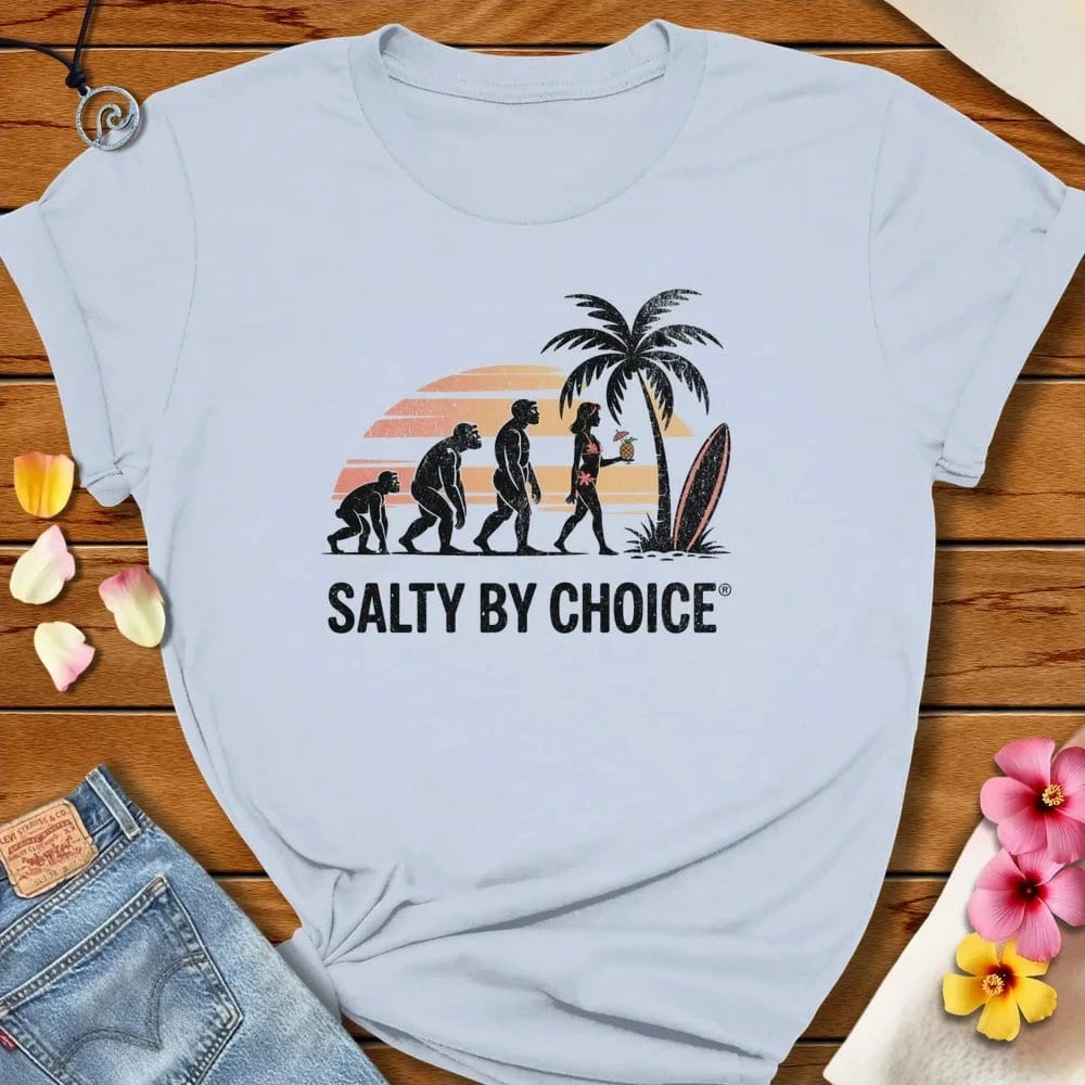 Evolution Of Man Tee Light Blue by Salty By Choice® We love the beach ocean and anything around water.
