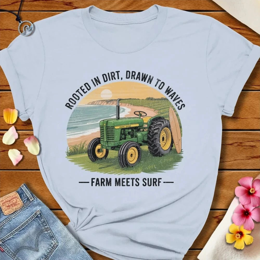 Rooted In Dirt Tee Light Blue by Salty By Choice® We love the beach ocean and anything around water.