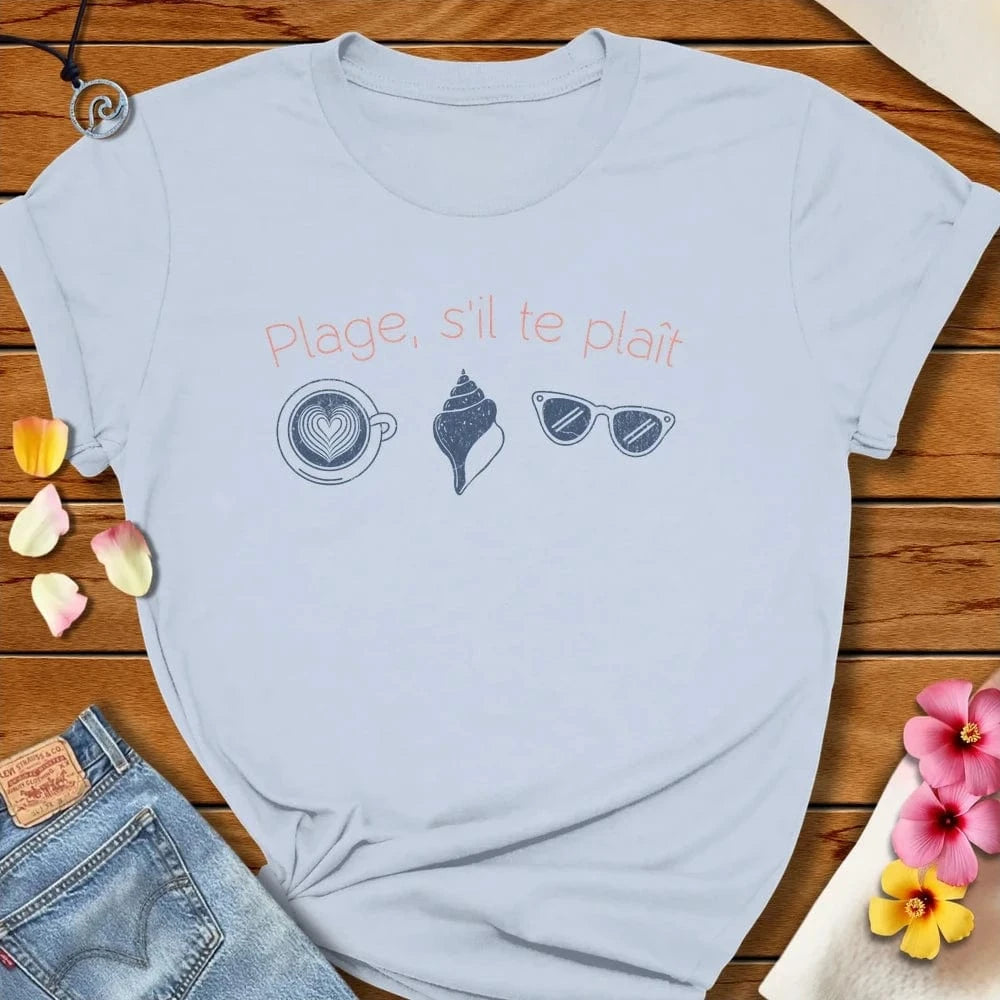 Beach Please Tee Light Blue by Salty By Choice® We love the beach ocean and anything around water.