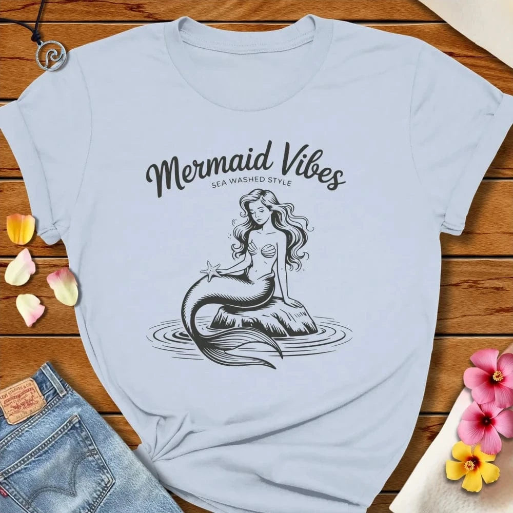 Mermaid Vibes Tee Light Blue by Salty By Choice® We love the beach ocean and anything around water.