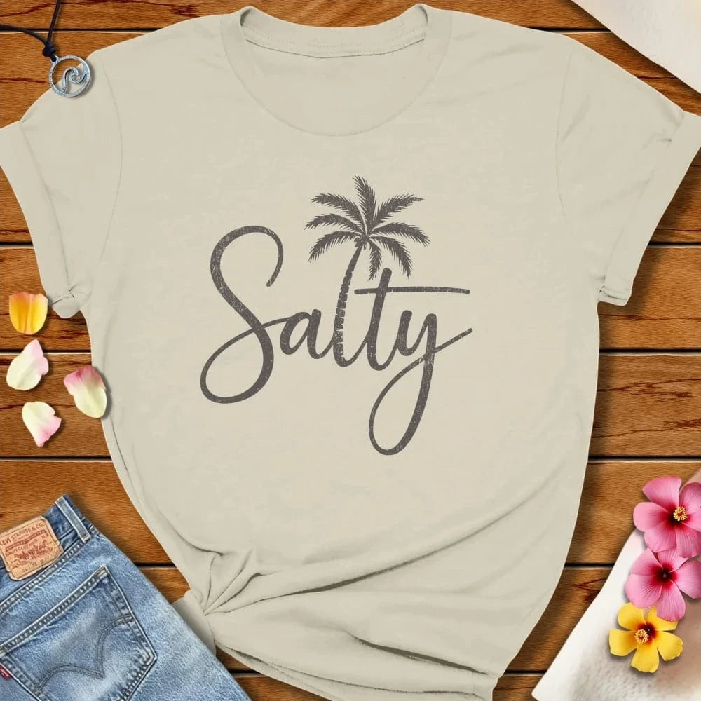 Salty Palm Tee Natural by Salty By Choice® We love the beach ocean and anything around water.