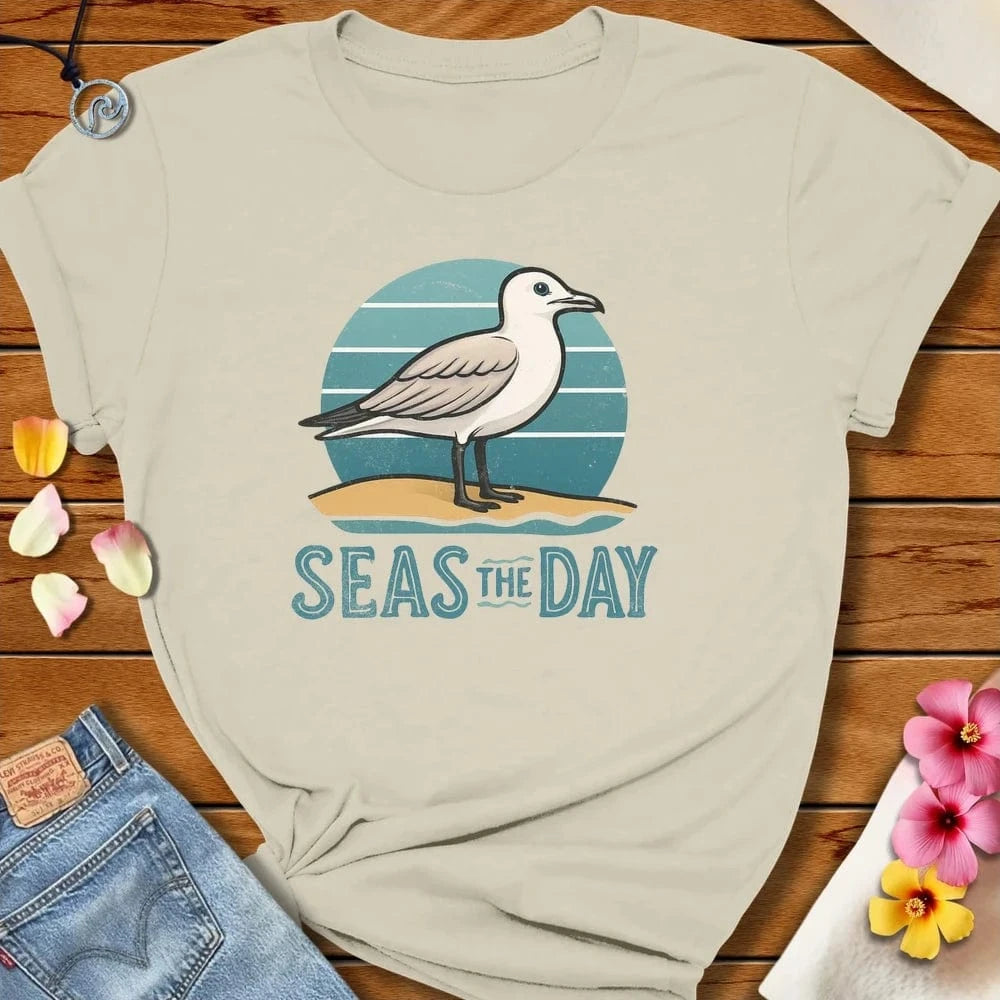 Seas The Day Tee Natural by Salty By Choice® We love the beach ocean and anything around water.