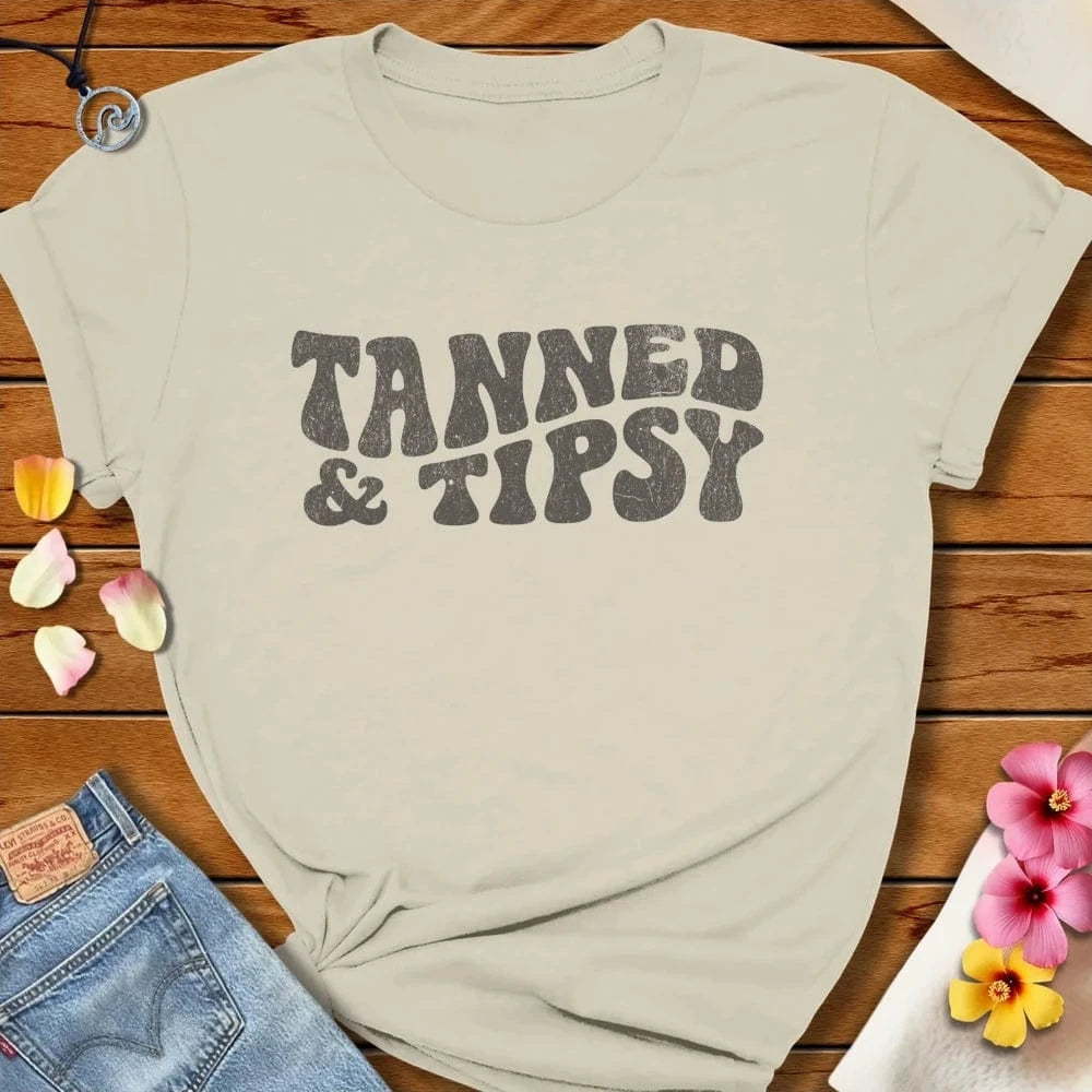 Tanned Tipsy Tee Natural by Salty By Choice® We love the beach ocean and anything around water.