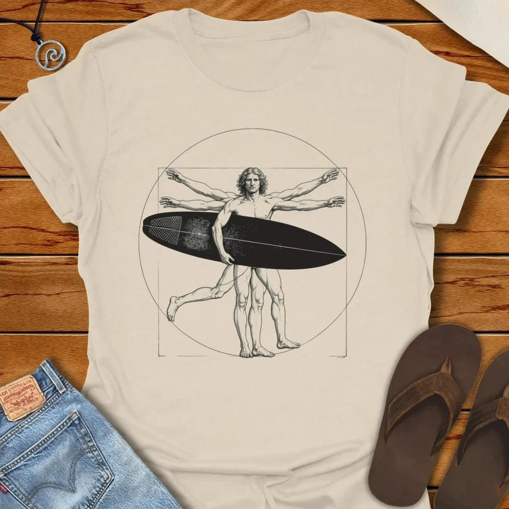 Vitruvian Surfer Tee Natural by Salty By Choice® We love the beach ocean and anything around water.
