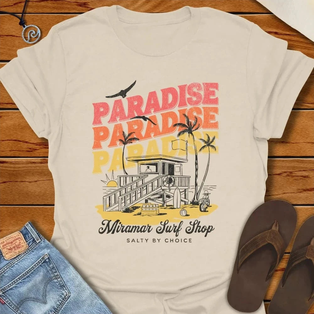 Paradise Sunset Lovers Tee Natural by Salty By Choice® We love the beach ocean and anything around water.