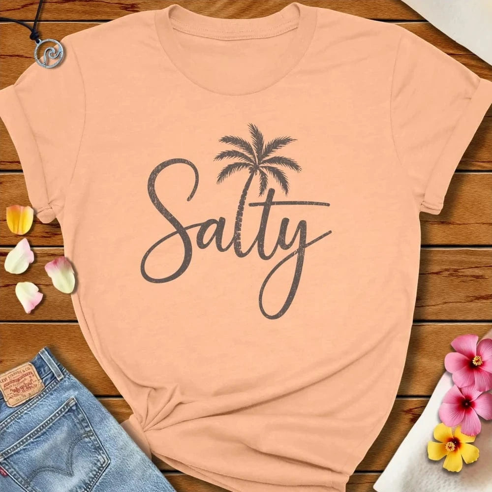 Salty Palm Tee Peach by Salty By Choice® We love the beach ocean and anything around water.