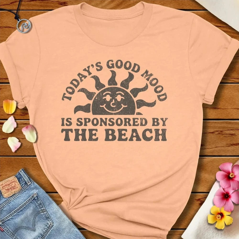 Good Mood Tee Peach by Salty By Choice® We love the beach ocean and anything around water.