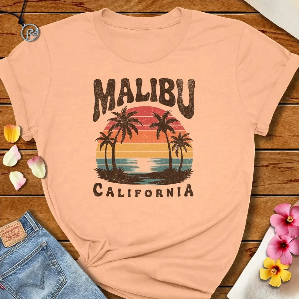 Malibu CA Tee Peach by Salty By Choice® We love the beach ocean and anything around water.