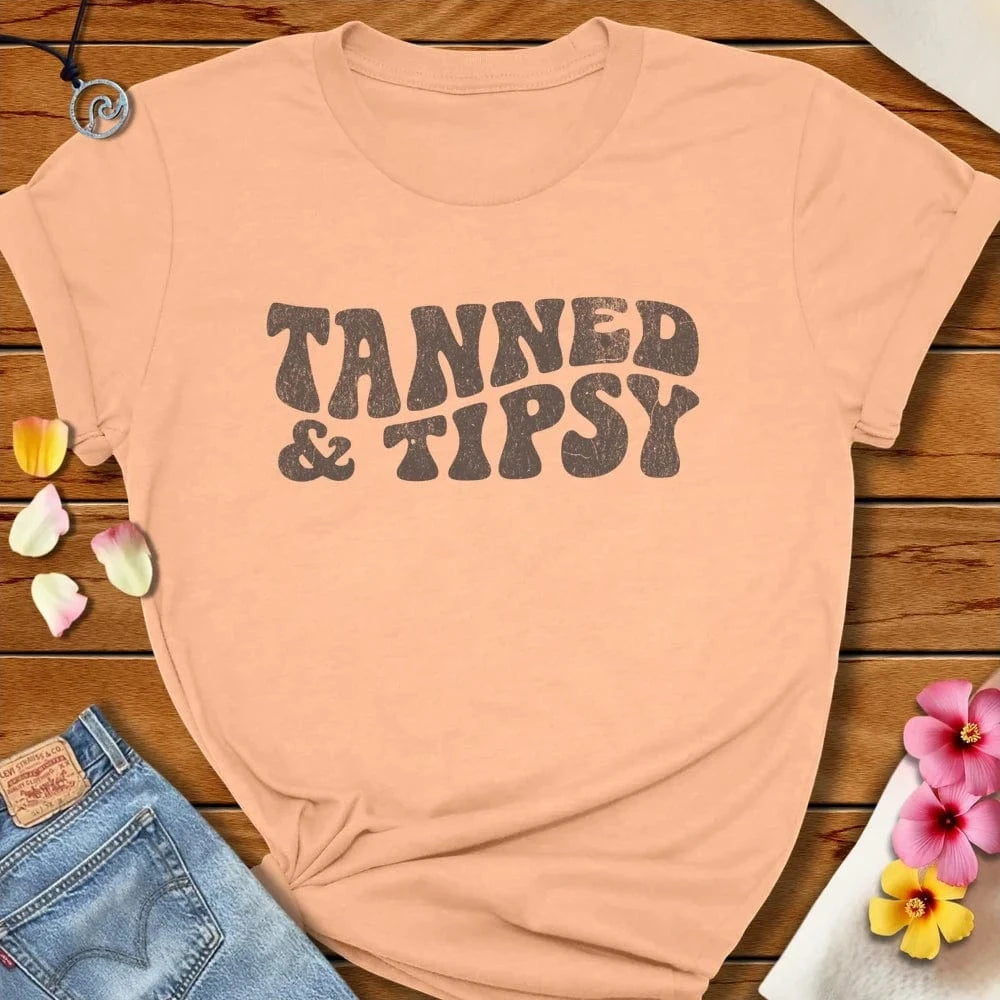 Tanned Tipsy Tee Peach by Salty By Choice® We love the beach ocean and anything around water.