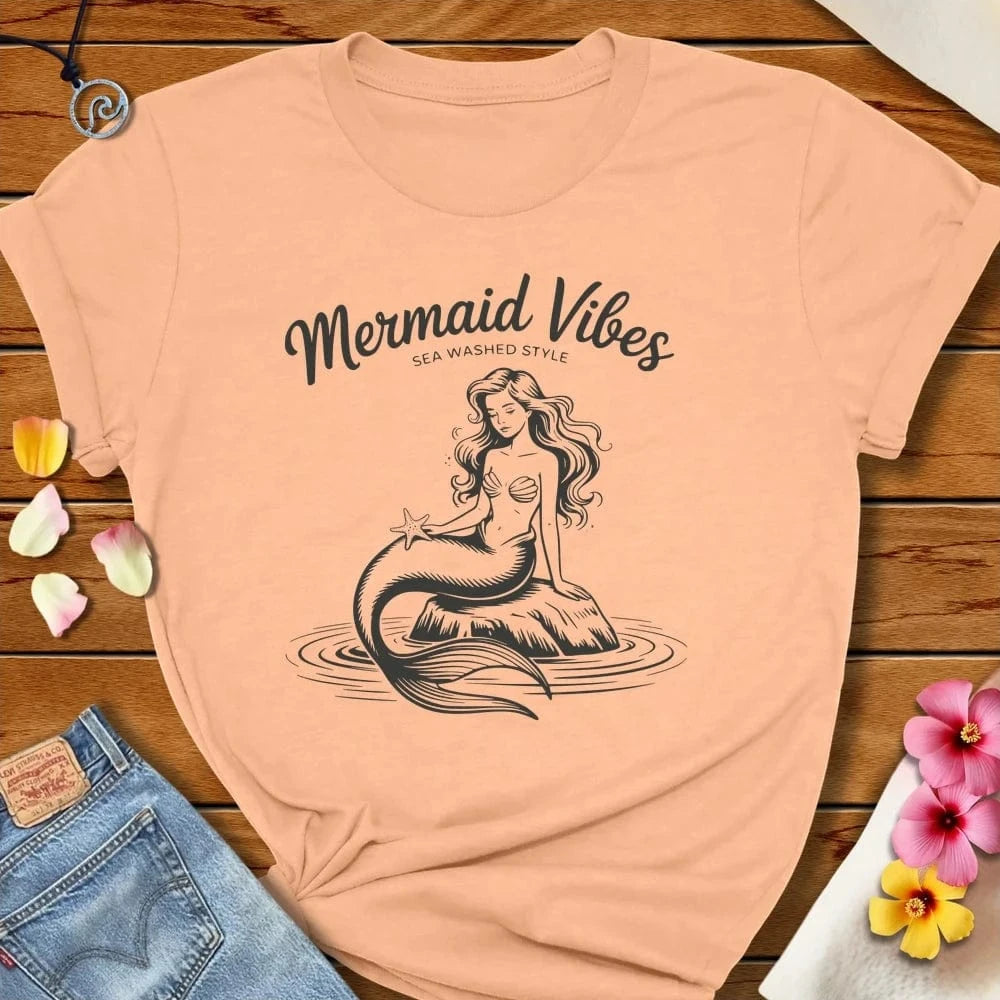 Mermaid Vibes Tee Peach by Salty By Choice® We love the beach ocean and anything around water.