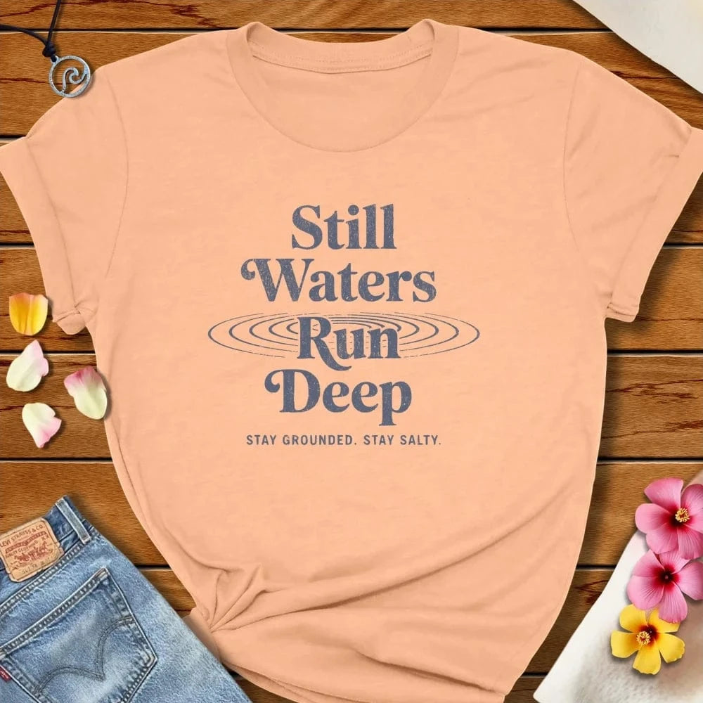 Still Waters Tee Peach by Salty By Choice® We love the beach ocean and anything around water.