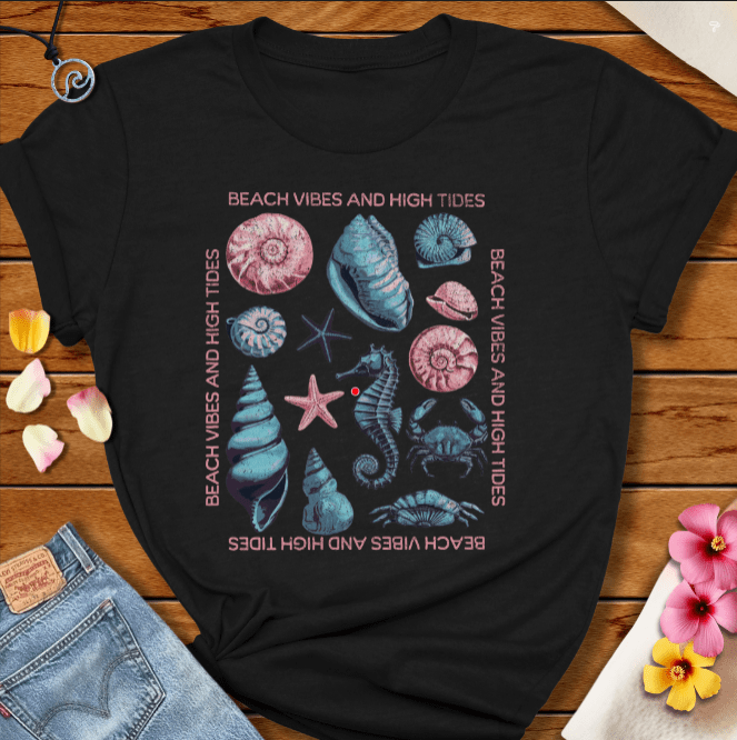Seahorse and Shells Tee Black Heather by Salty By Choice® We love the beach ocean and anything around water.