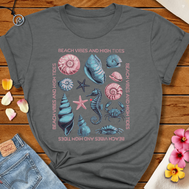 Seahorse and Shells Tee Deep Heather by Salty By Choice® We love the beach ocean and anything around water.