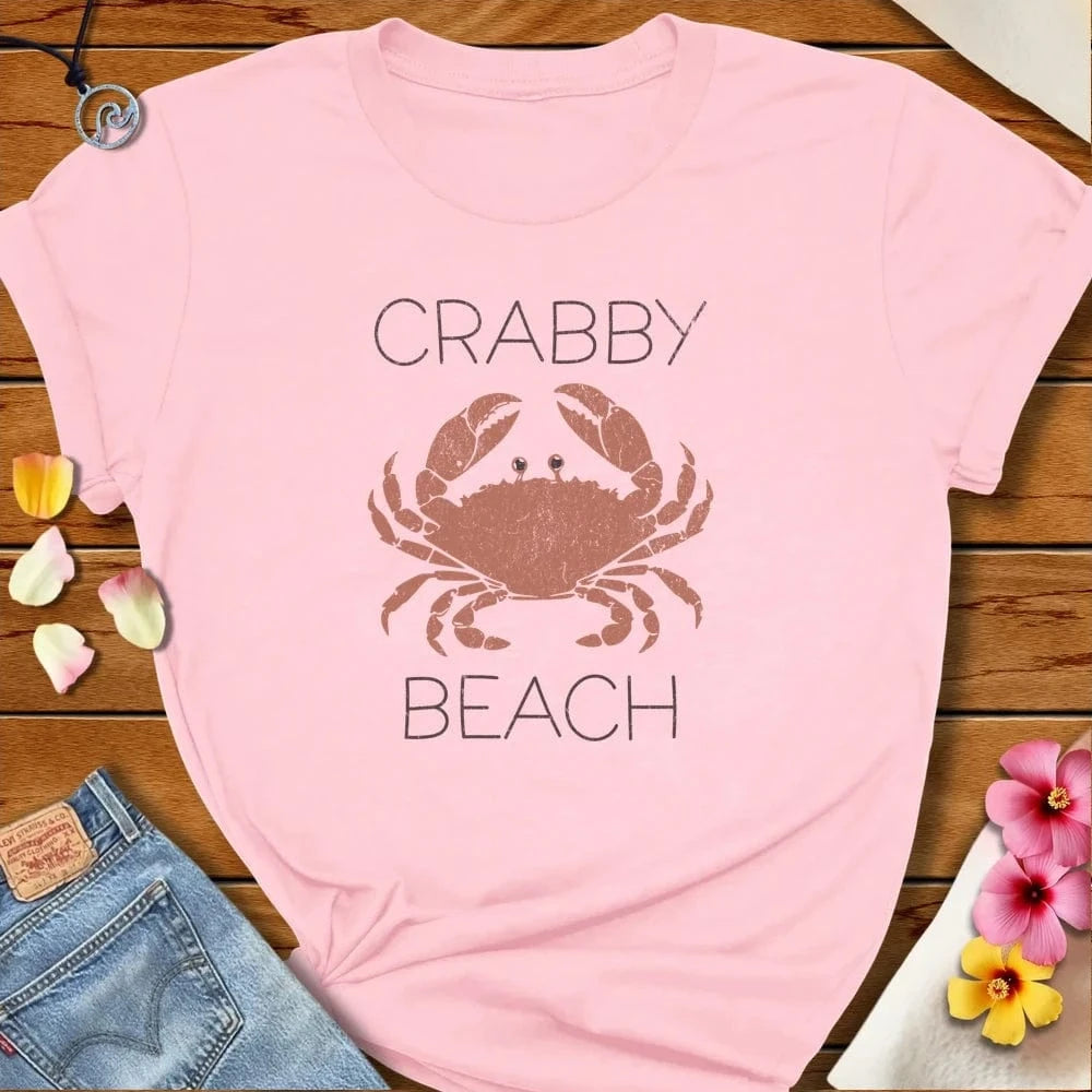 Crabby Beach Tee Soft Pink by Salty By Choice® We love the beach ocean and anything around water.