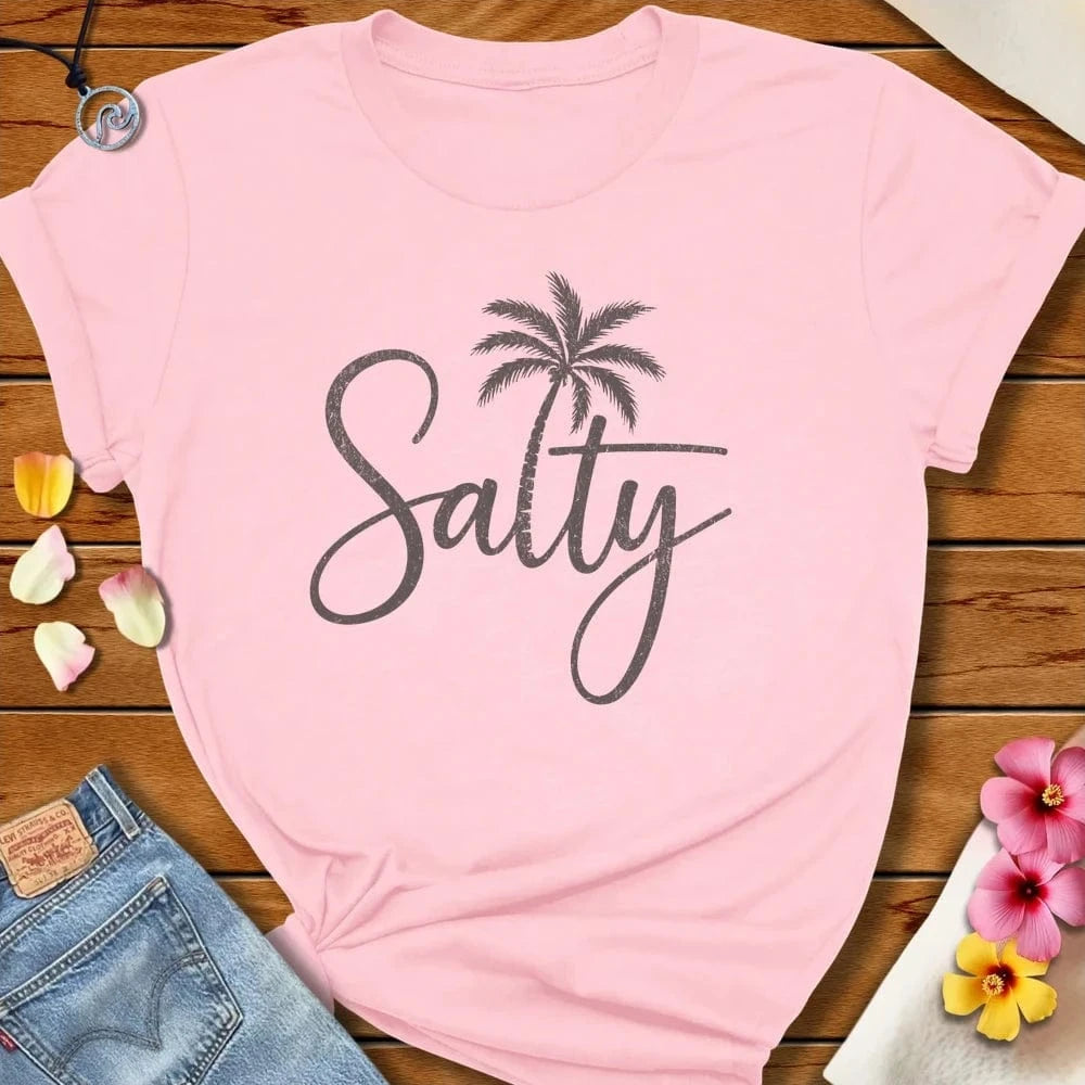 Salty Palm Tee Soft Pink by Salty By Choice® We love the beach ocean and anything around water.
