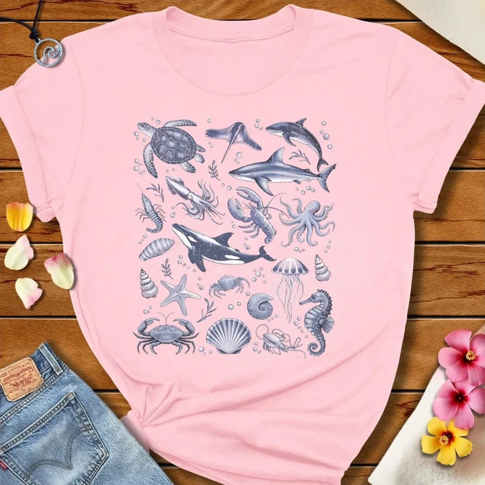 Ocean Creatures Tee Soft Pink by Salty By Choice® We love the beach ocean and anything around water.