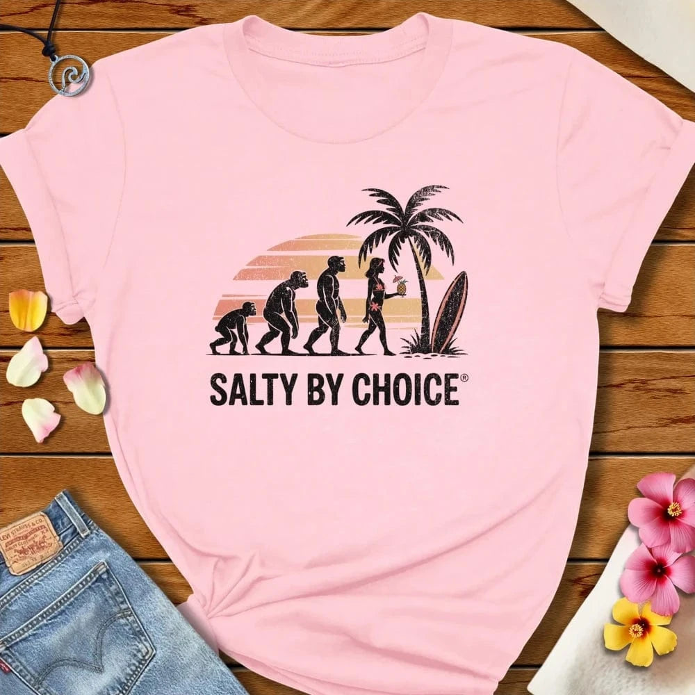 Evolution Of Man Tee Soft Pink by Salty By Choice® We love the beach ocean and anything around water.