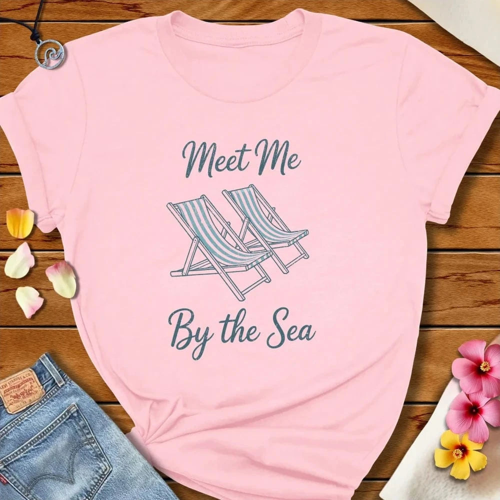 Meet Me By The Sea Tee Soft Pink by Salty By Choice® We love the beach ocean and anything around water.