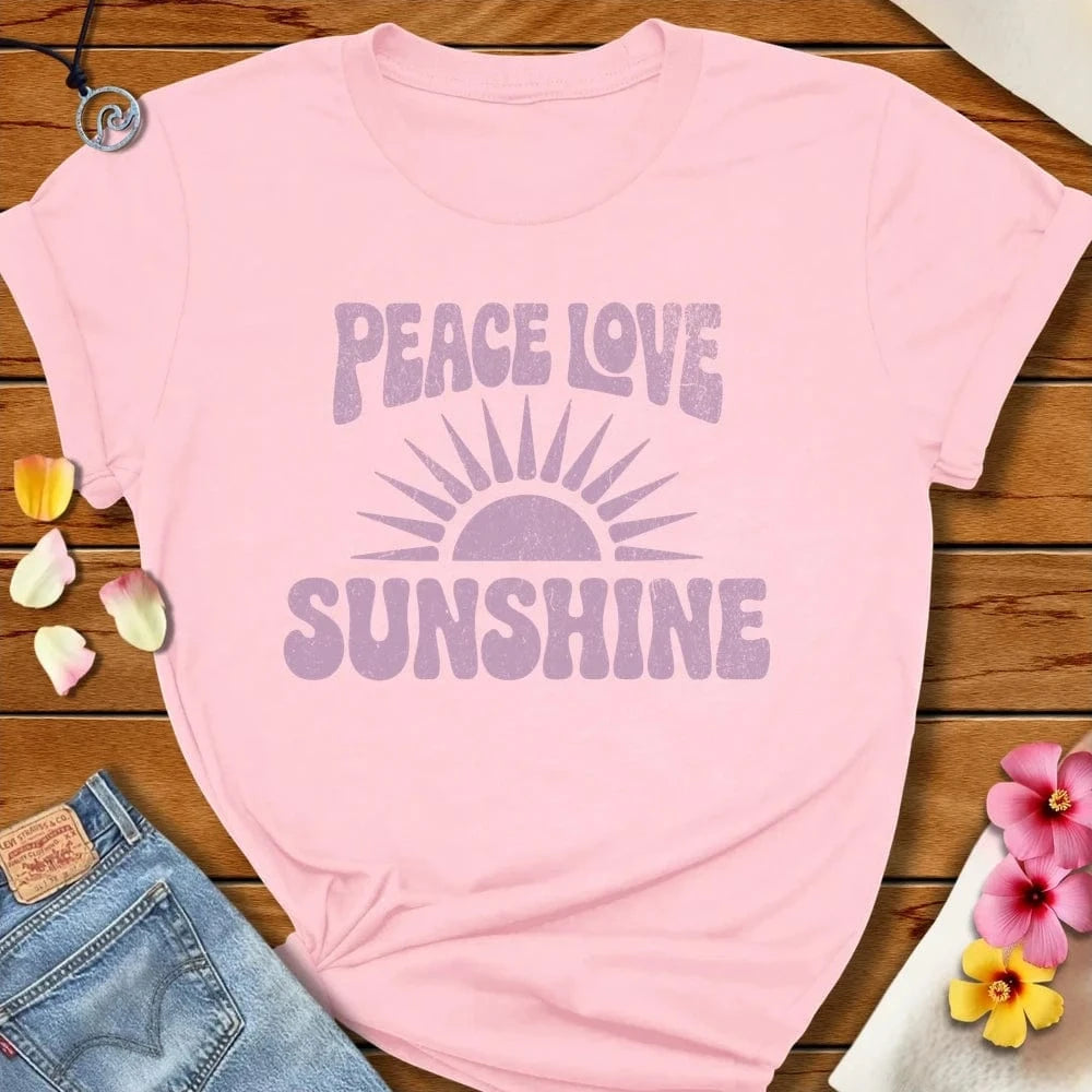 Peace Love Sunshine Tee Soft Pink by Salty By Choice® We love the beach ocean and anything around water.