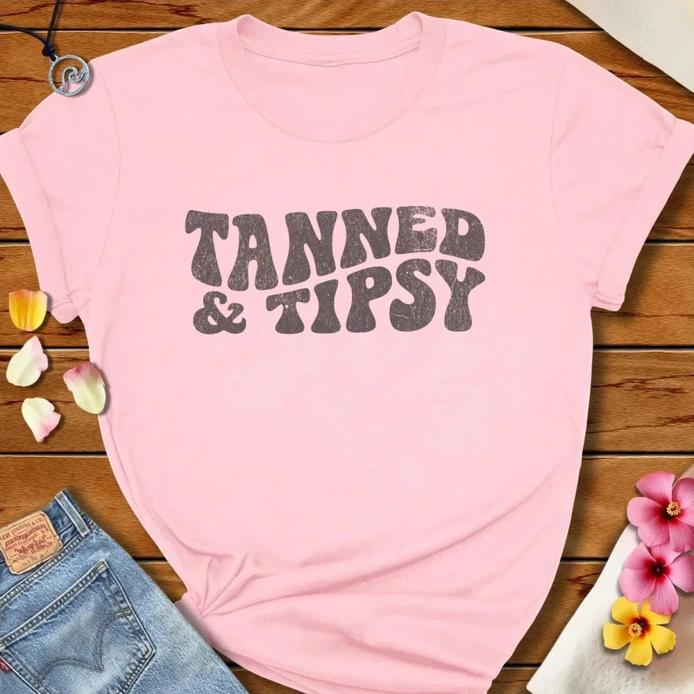 Tanned Tipsy Tee Soft Pink by Salty By Choice® We love the beach ocean and anything around water.