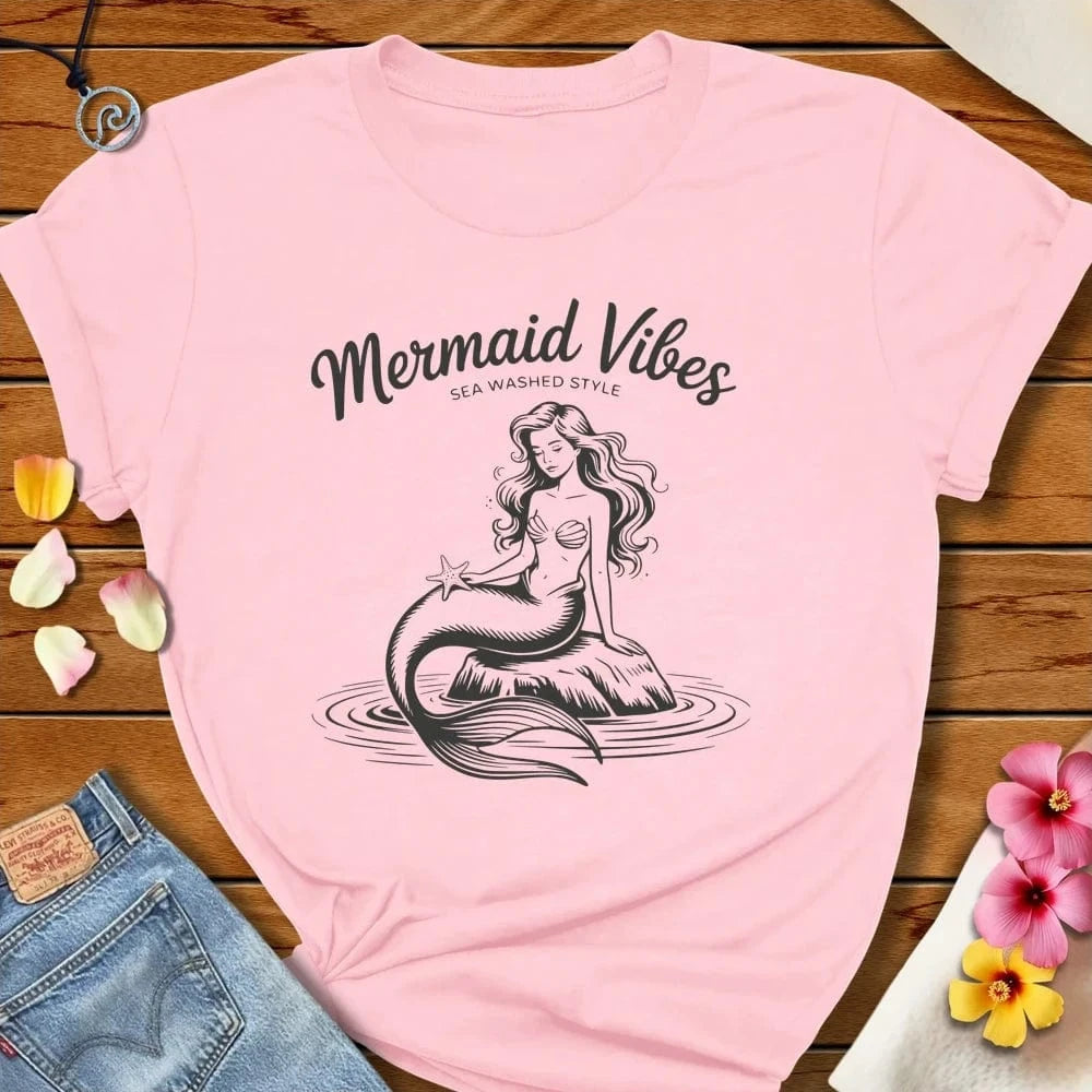 Mermaid Vibes Tee Soft Pink by Salty By Choice® We love the beach ocean and anything around water.
