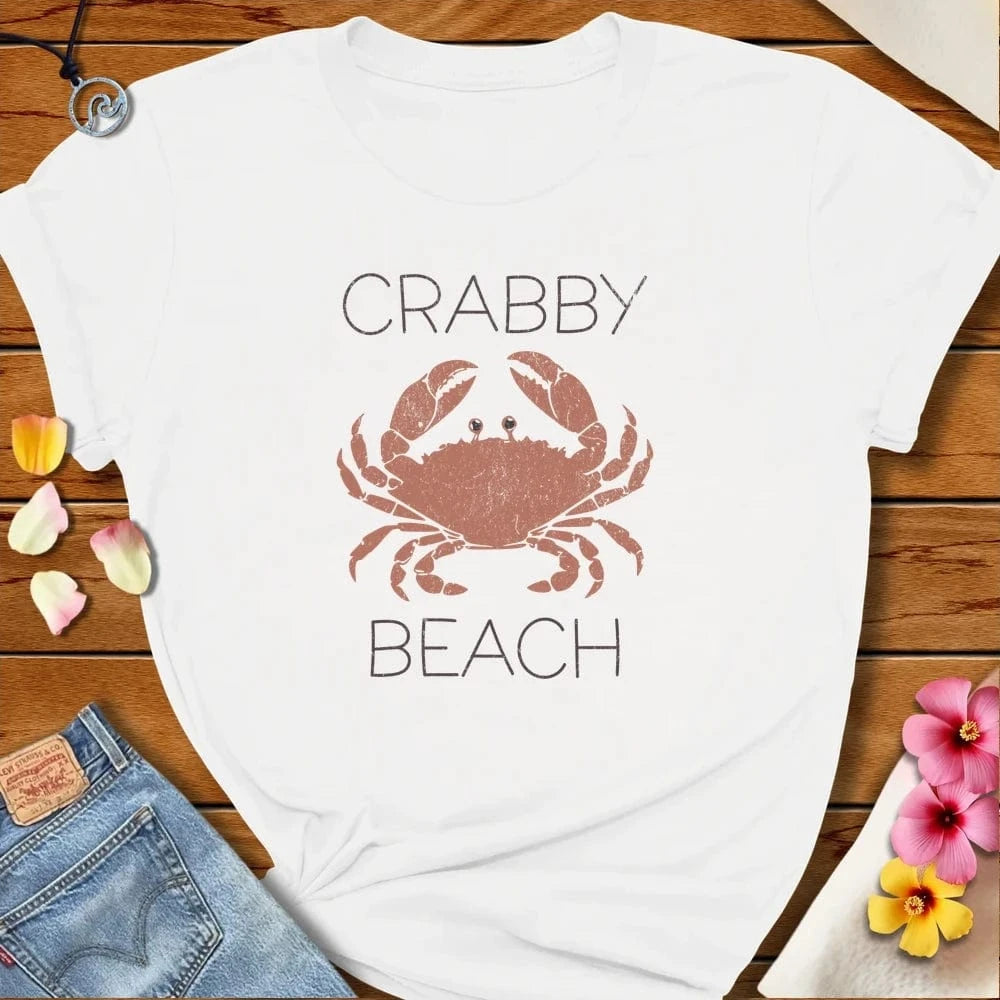 Crabby Beach Tee White by Salty By Choice® We love the beach ocean and anything around water.