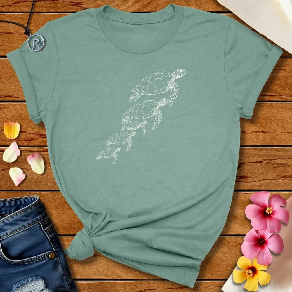 Turtle Family Tee Heather Prism Dusty Blue by Salty By Choice® We love the beach ocean and anything around water.