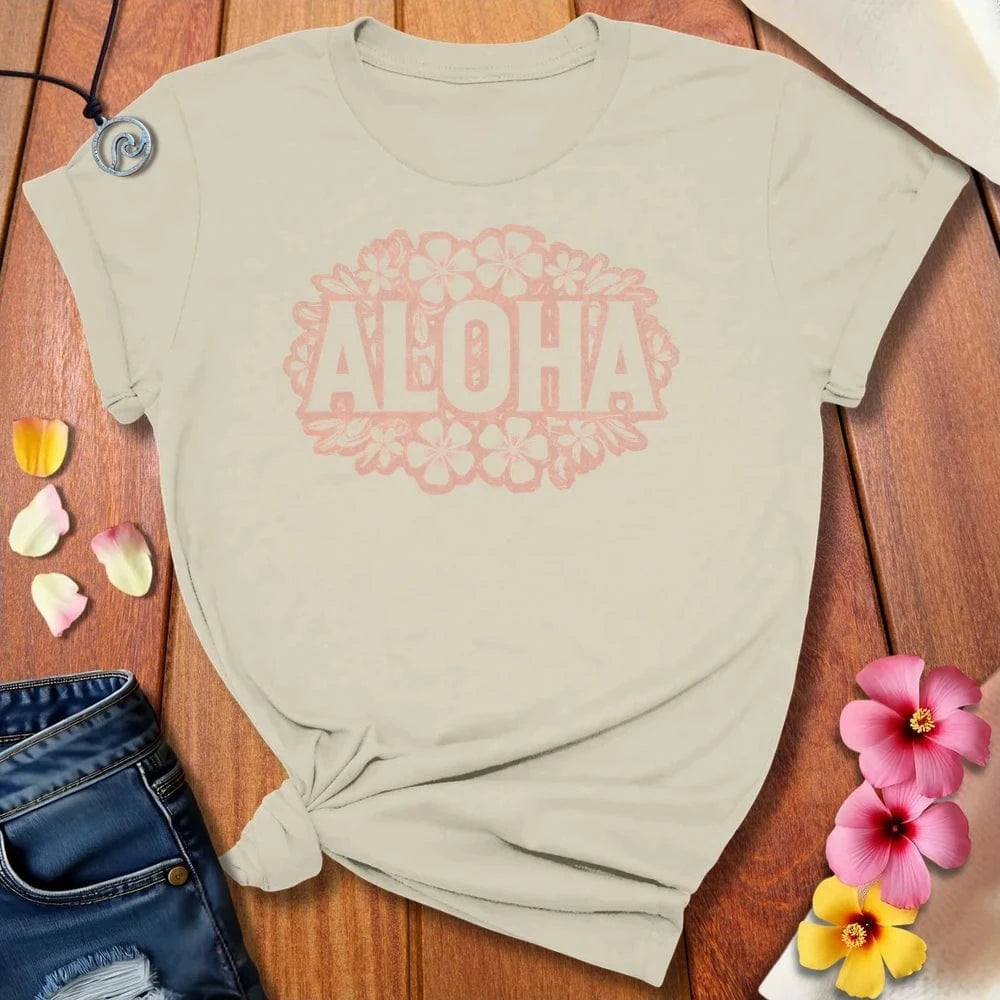 Aloha Hibiscus Tee Natural by Salty By Choice® We love the beach ocean and anything around water.