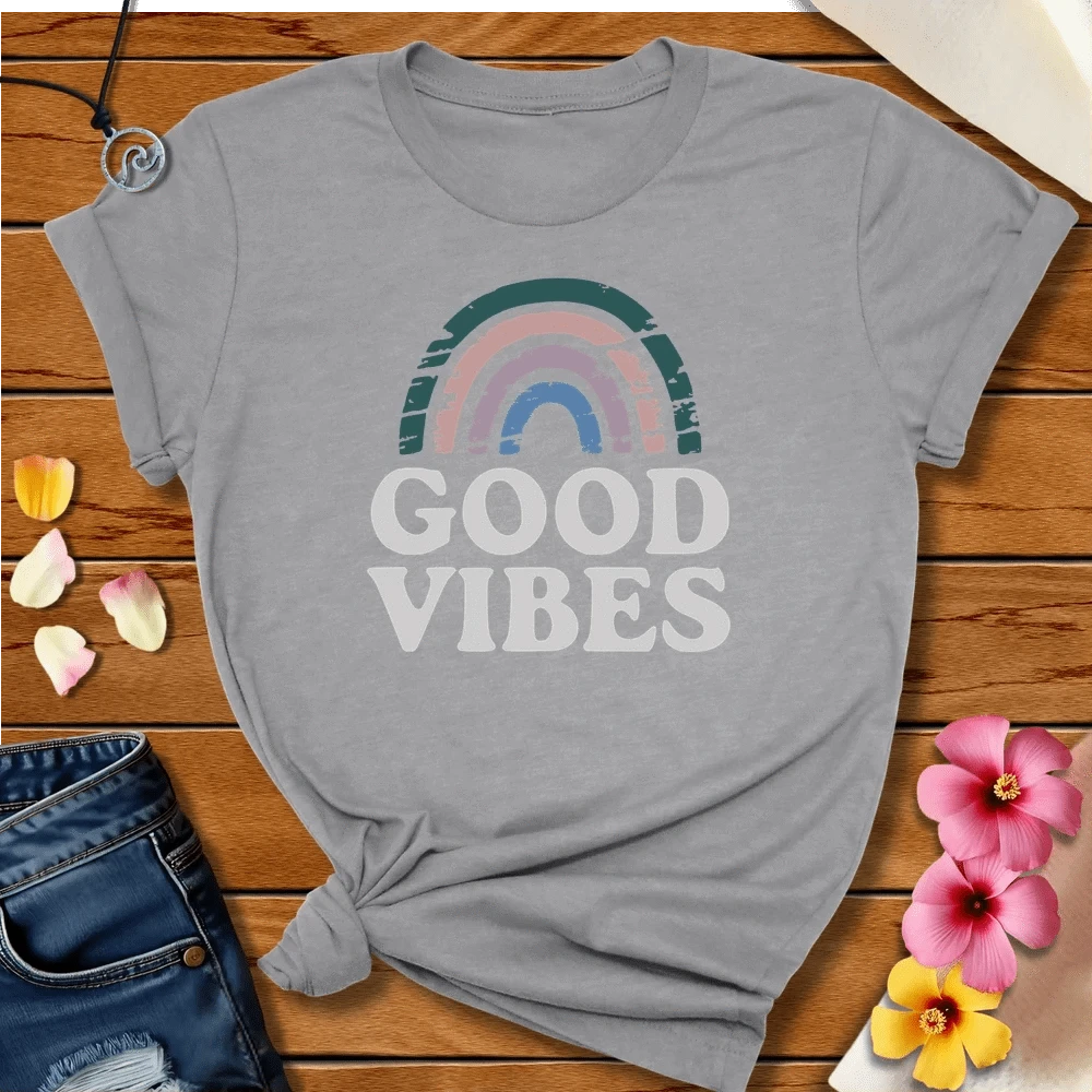 Good Vibes Tee Athletic Heather by Salty By Choice® We love the beach ocean and anything around water.