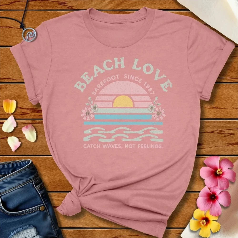 Barefoot Beach Love Tee Heather Mauve by Salty By Choice™ We love the beach ocean and anything around water.