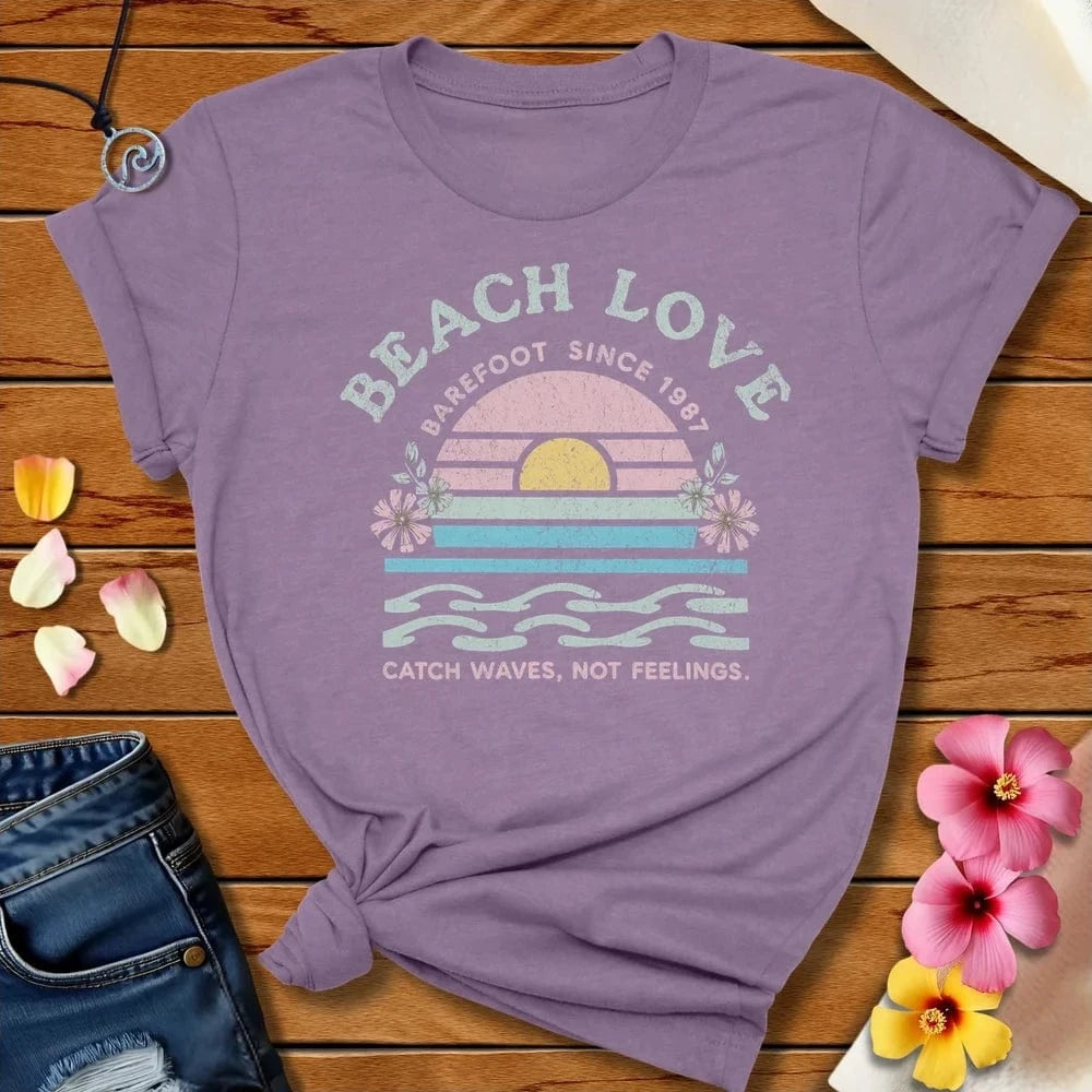 Barefoot Beach Love Tee Heather Purple by Salty By Choice™ We love the beach ocean and anything around water.