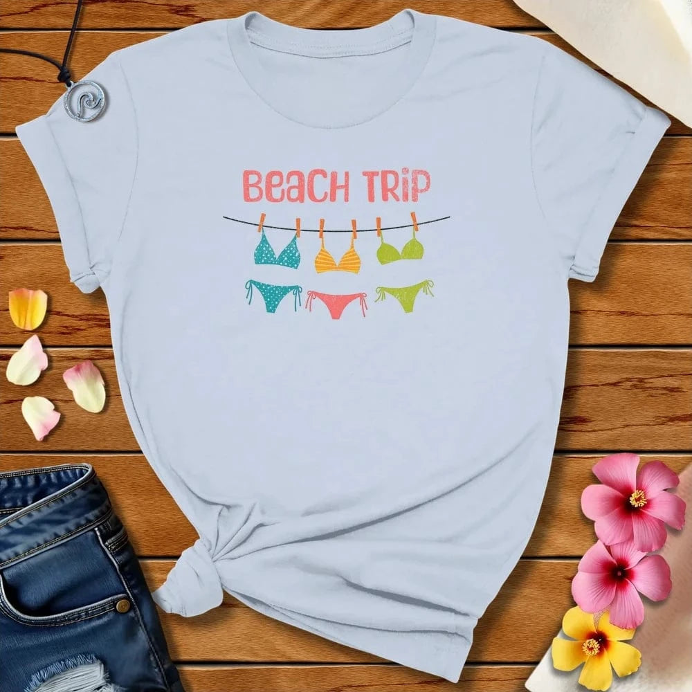 Beach Trip Tee Light Blue by Salty By Choice® We love the beach ocean and anything around water.